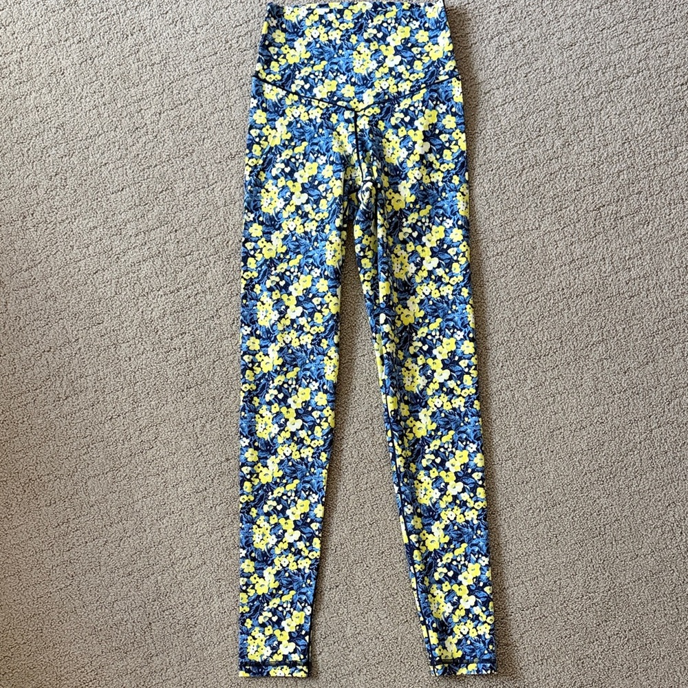 aerie Floral High-Rise Leggings in Blue & Yellow